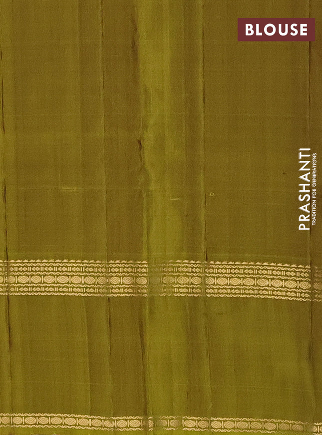 Pure kanchipuram silk saree green and lime green with zari woven buttas and rettapet zari woven border