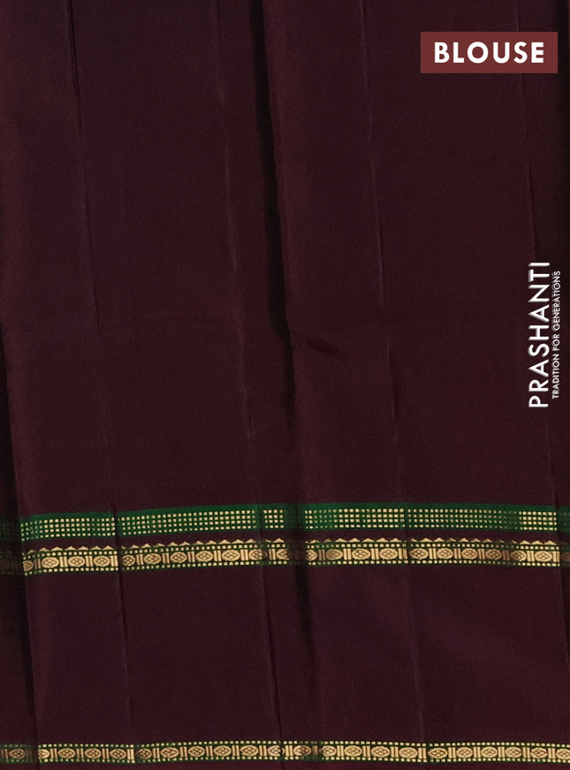 Pure kanchipuram silk saree rustic orange and deep maroon with plain body and rettapet zari woven border