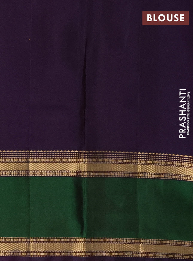 Pure kanchipuram silk saree pastel blue and deep jamun with plain body and rettapet zari woven border