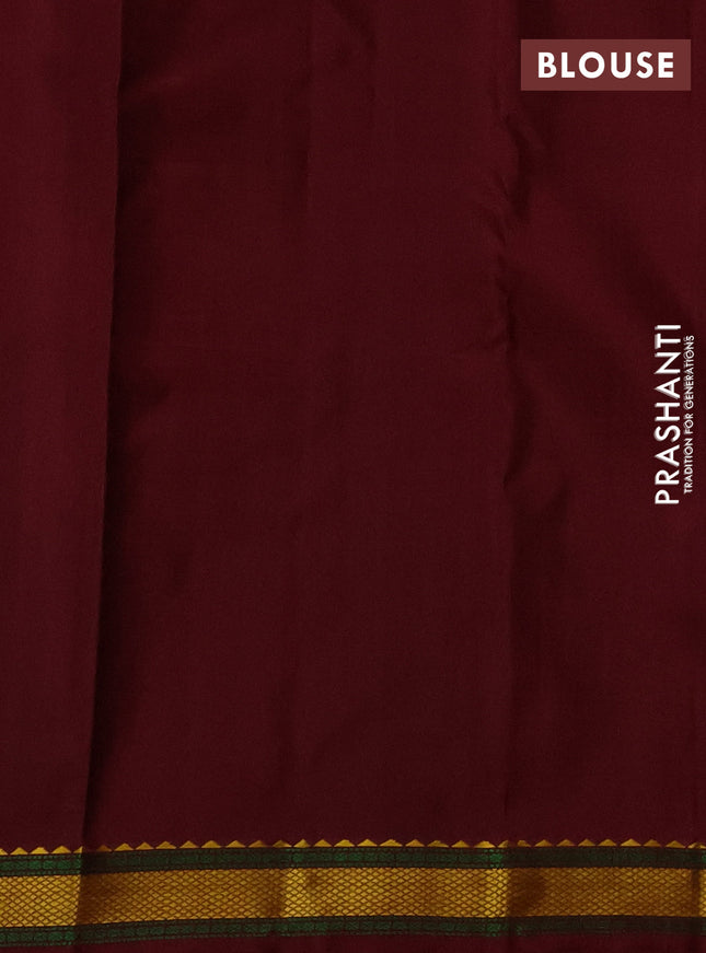 Pure kanchipuram silk saree deep maroon with woven buttas and thread woven border