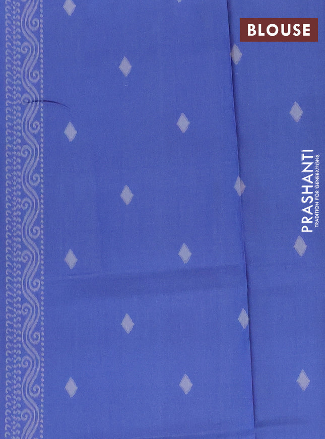 Semi sambalpuri silk saree dark olive green and blue with allover ikat buttas and thread woven border