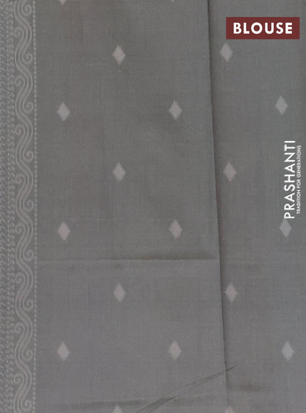 Semi sambalpuri silk saree brown and grey with allover ikat buttas and thread woven border
