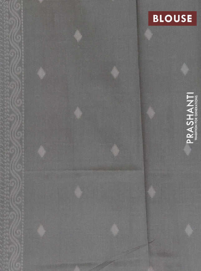 Semi sambalpuri silk saree brown and grey with allover ikat buttas and thread woven border