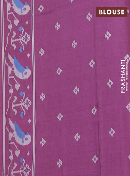 Semi sambalpuri silk saree mango yellow and wine shade with allover ikat buttas and thread woven border