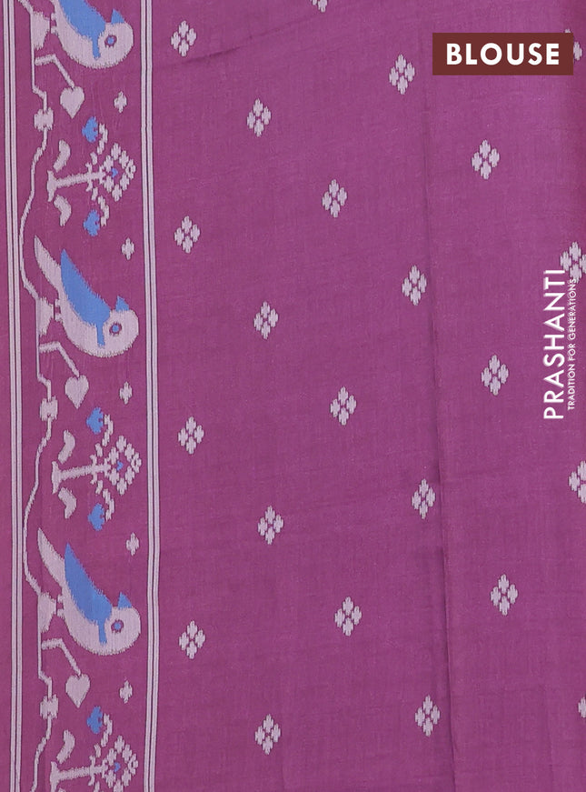 Semi sambalpuri silk saree mango yellow and wine shade with allover ikat buttas and thread woven border