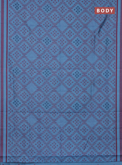 Semi sambalpuri silk saree light blue and pink with allover ikat weaves and thread woven border