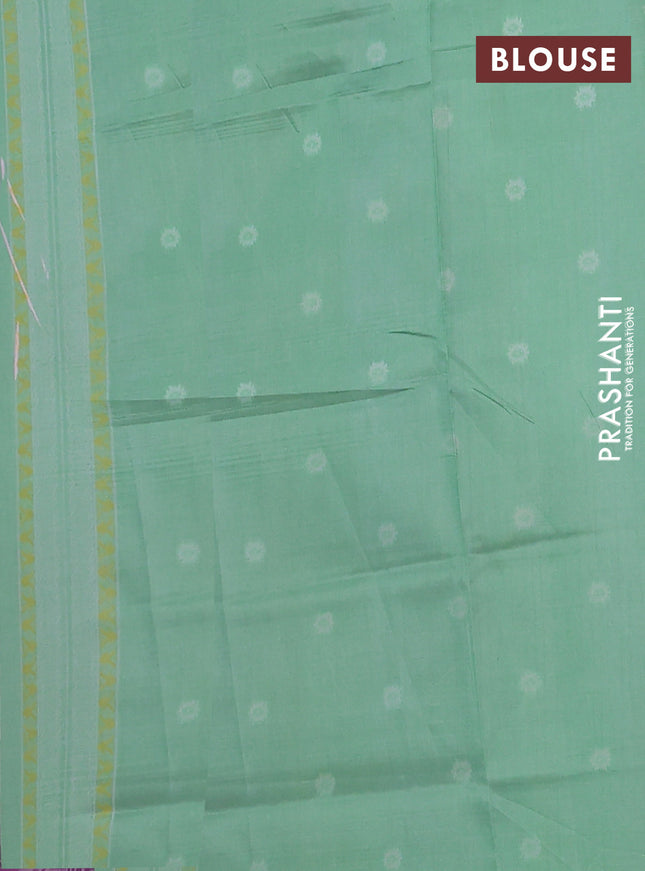 Semi sambalpuri silk saree purple and teal green shade with allover ikat weaves and thread woven border