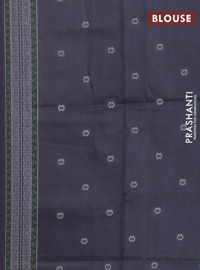 Semi sambalpuri silk saree pink shade and black with allover ikat weaves and thread woven border