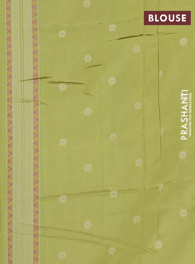 Semi sambalpuri silk saree green and lime green with allover ikat weaves and thread woven border