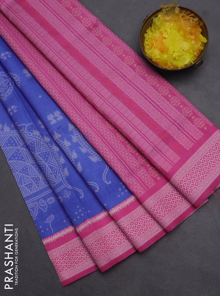 Semi sambalpuri silk saree lavender shade and pink with allover ikat weaves and thread woven border