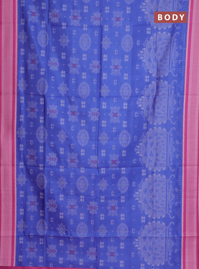 Semi sambalpuri silk saree lavender shade and pink with allover ikat weaves and thread woven border