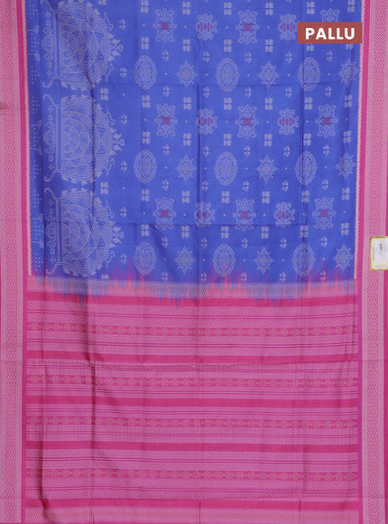 Semi sambalpuri silk saree lavender shade and pink with allover ikat weaves and thread woven border