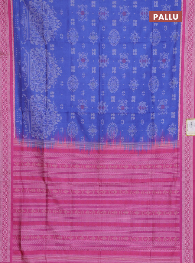 Semi sambalpuri silk saree lavender shade and pink with allover ikat weaves and thread woven border
