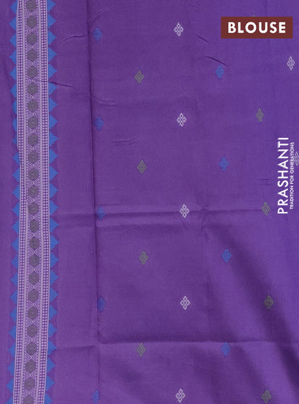 Semi sambalpuri silk saree mustard yellow and violet with allover ikat buttas and thread woven border