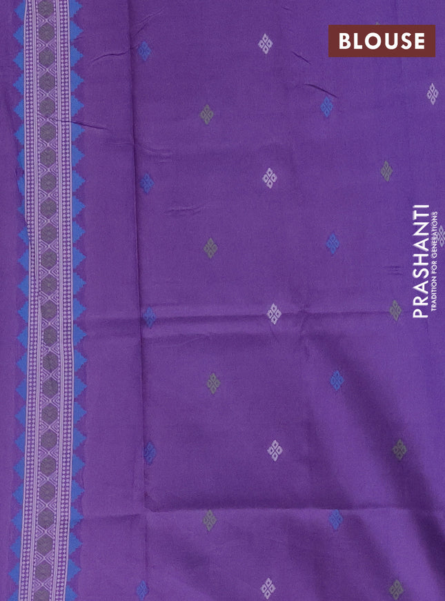 Semi sambalpuri silk saree mustard yellow and violet with allover ikat buttas and thread woven border