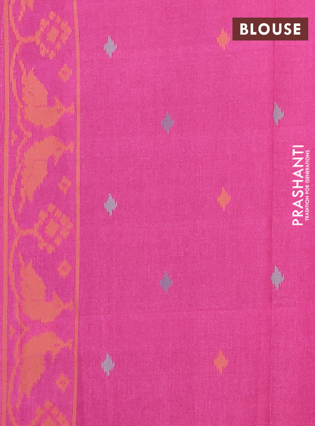 Semi sambalpuri silk saree dark blue and pink with allover ikat weaves and thread woven border