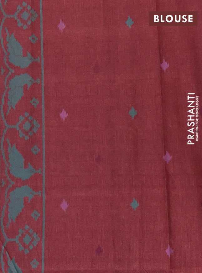 Semi sambalpuri silk saree black and deep maroon with allover ikat weaves and thread woven border