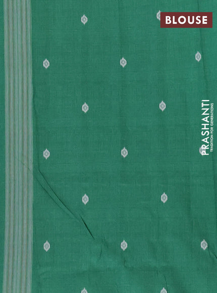 Semi sambalpuri silk saree purple and green with allover ikat buttas and thread woven border