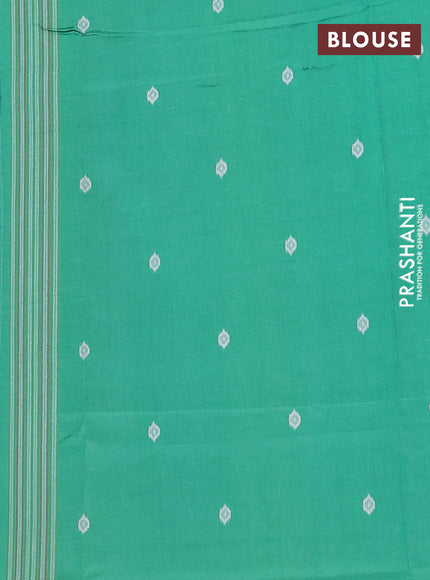 Semi sambalpuri silk saree blue and green with allover ikat buttas and thread woven border