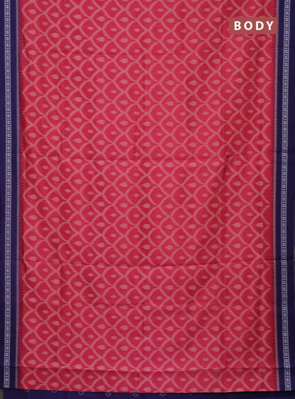 Semi sambalpuri silk saree pink and violet with allover ikat weaves and thread woven border