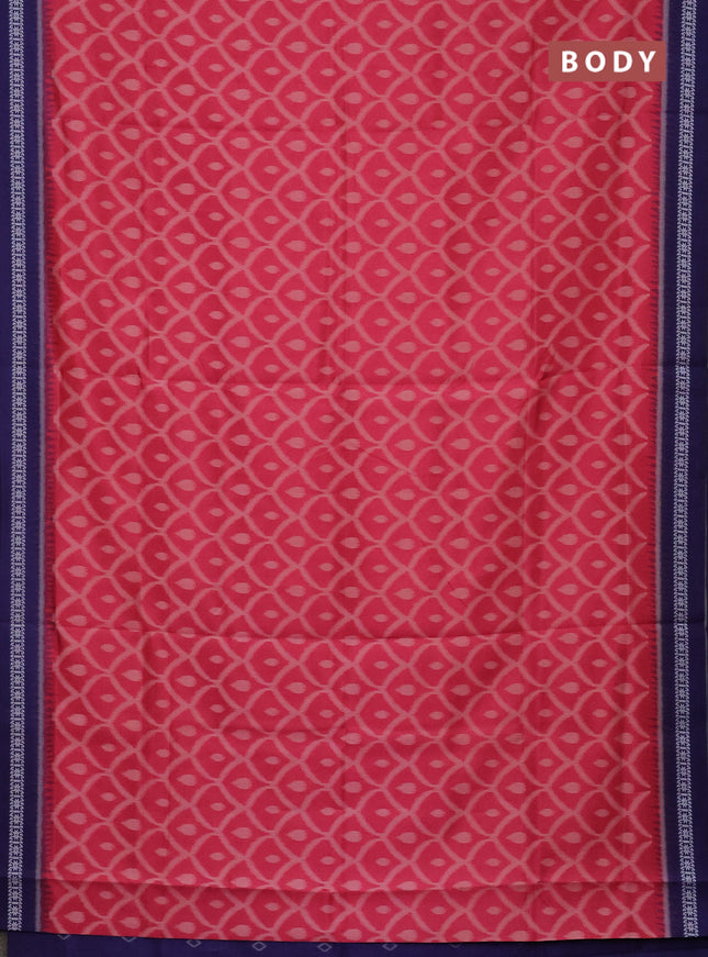 Semi sambalpuri silk saree pink and violet with allover ikat weaves and thread woven border