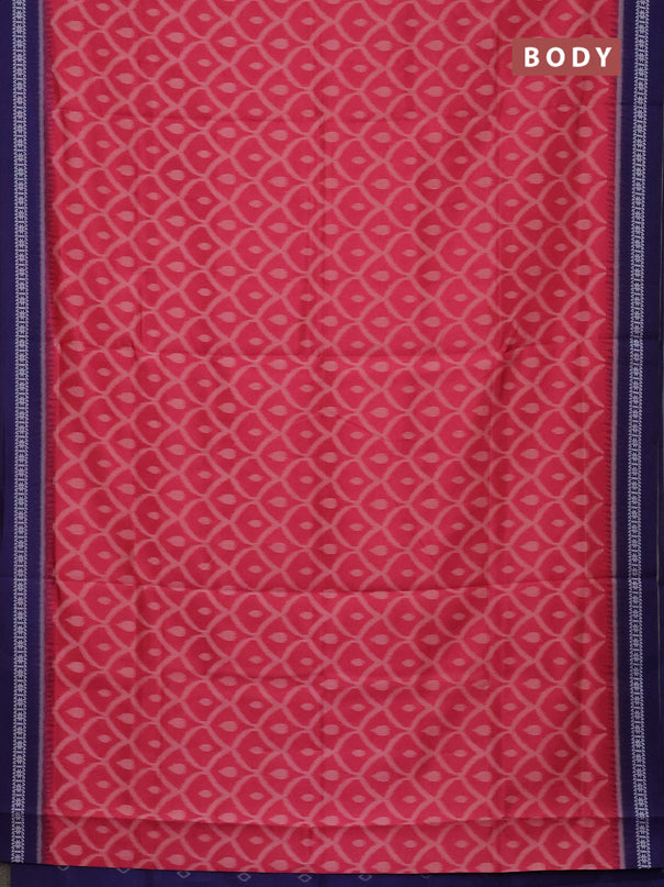 Semi sambalpuri silk saree pink and violet with allover ikat weaves and thread woven border