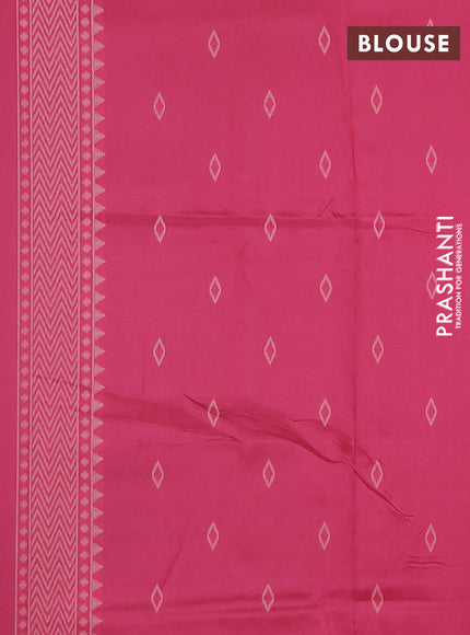 Semi sambalpuri silk saree teal green and pink with allover ikat weaves and thread woven border