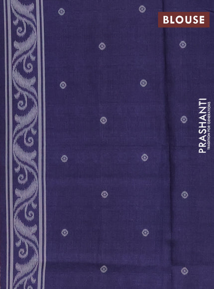 Semi sambalpuri silk saree wine shade and navy blue with allover ikat buttas and thread woven border