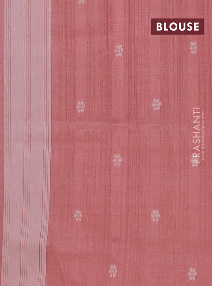 Semi sambalpuri silk saree peacock green and pastel maroon with floral ikat buttas and thread woven border