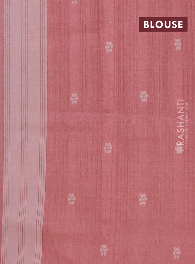 Semi sambalpuri silk saree peacock green and pastel maroon with floral ikat buttas and thread woven border