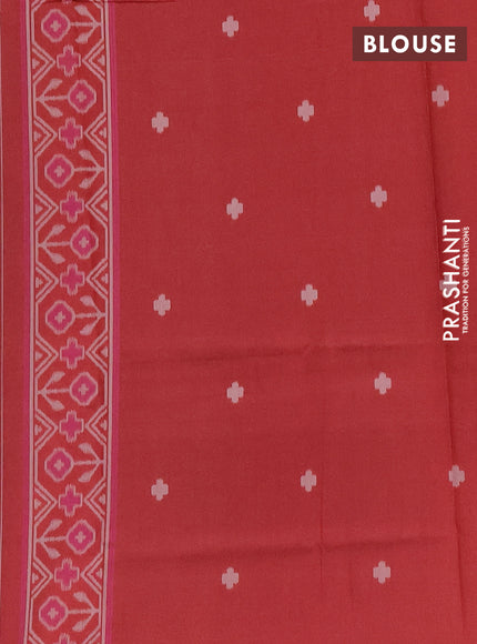 Semi sambalpuri silk saree teal blue and maroon with ikat buttas and thread woven border