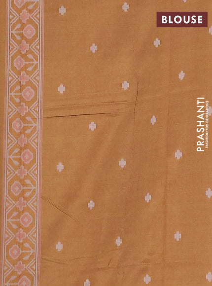 Semi sambalpuri silk saree purple and dark mustard with ikat buttas and thread woven border