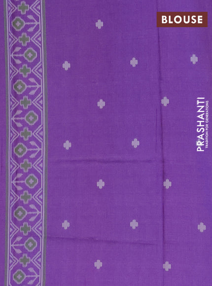 Semi sambalpuri silk saree dark mustard and violet with ikat buttas and thread woven border