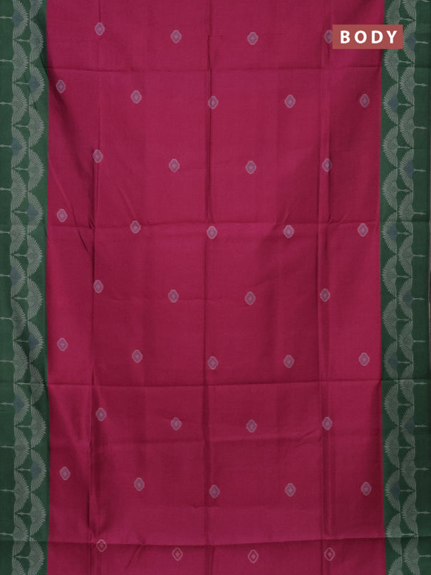 Semi sambalpuri silk saree pink and green with ikat buttas and thread woven border