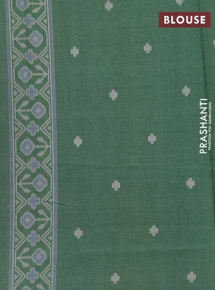 Semi sambalpuri silk saree pink and green with ikat buttas and thread woven border