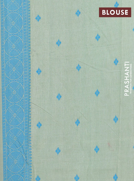 Semi sambalpuri silk saree pastel pink and pastel green with allover thread & zari weaves and thread woven border