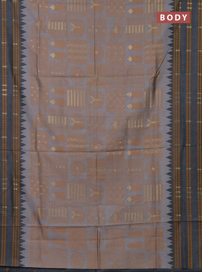 Semi sambalpuri silk saree grey shade and dark grey with allover thread & zari weaves and thread woven border