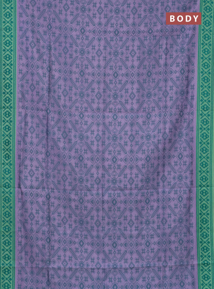 Semi sambalpuri silk saree lavender and pista green with allover ikat weaves and thread woven border