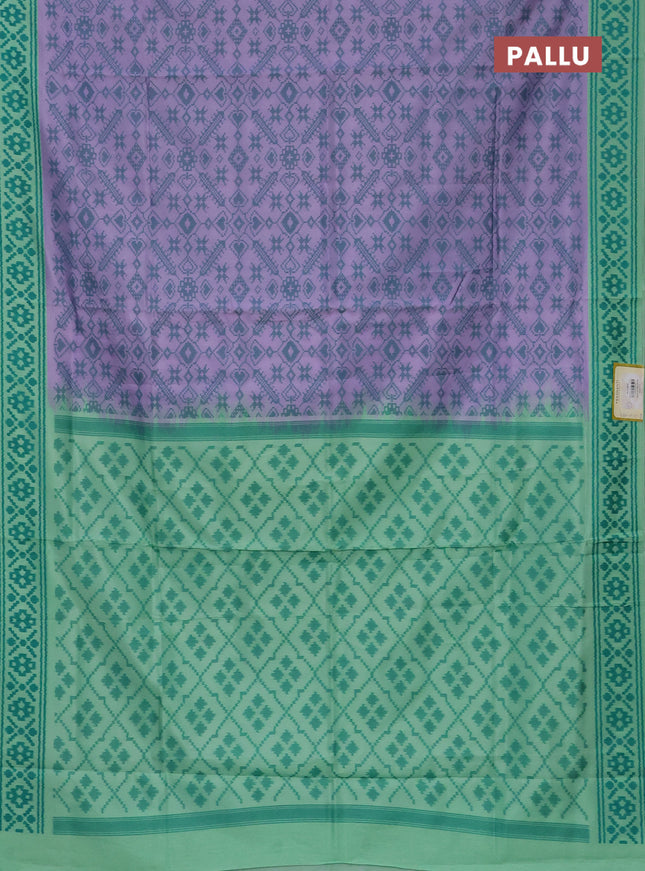 Semi sambalpuri silk saree lavender and pista green with allover ikat weaves and thread woven border