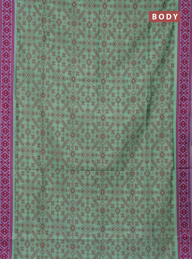 Semi sambalpuri silk saree teal green shdade and lavender with allover ikat weaves and thread woven border