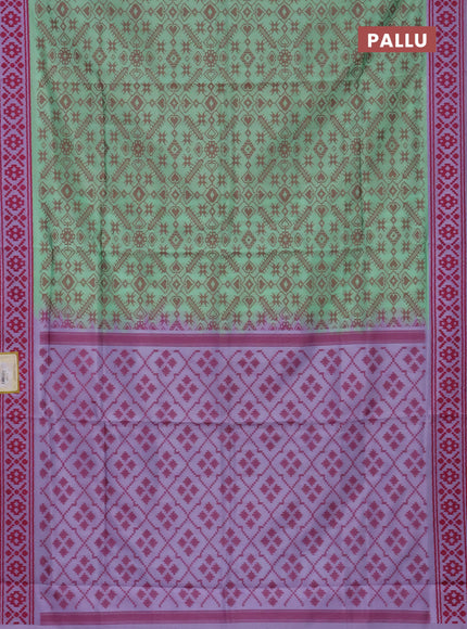 Semi sambalpuri silk saree teal green shdade and lavender with allover ikat weaves and thread woven border