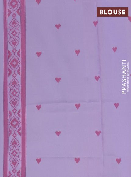 Semi sambalpuri silk saree teal green shdade and lavender with allover ikat weaves and thread woven border