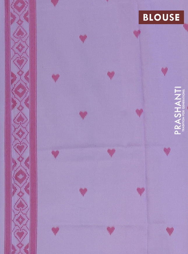 Semi sambalpuri silk saree teal green shdade and lavender with allover ikat weaves and thread woven border