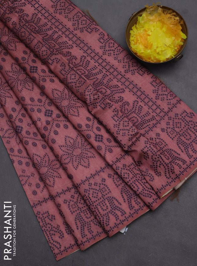 Semi sambalpuri silk saree pastel peach with allover thread weaves and thread woven border