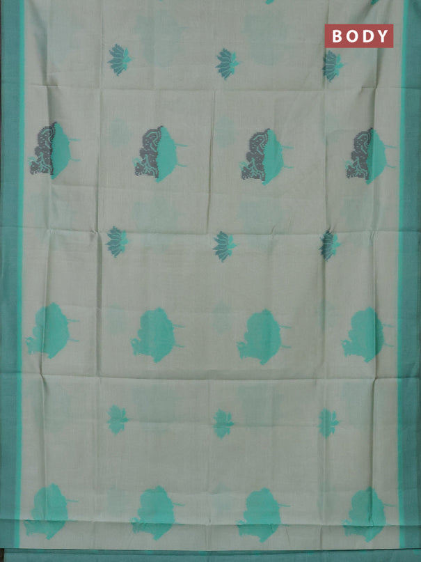 Semi sambalpuri silk saree pastel green and green with pichwai ikat buttas and simple border