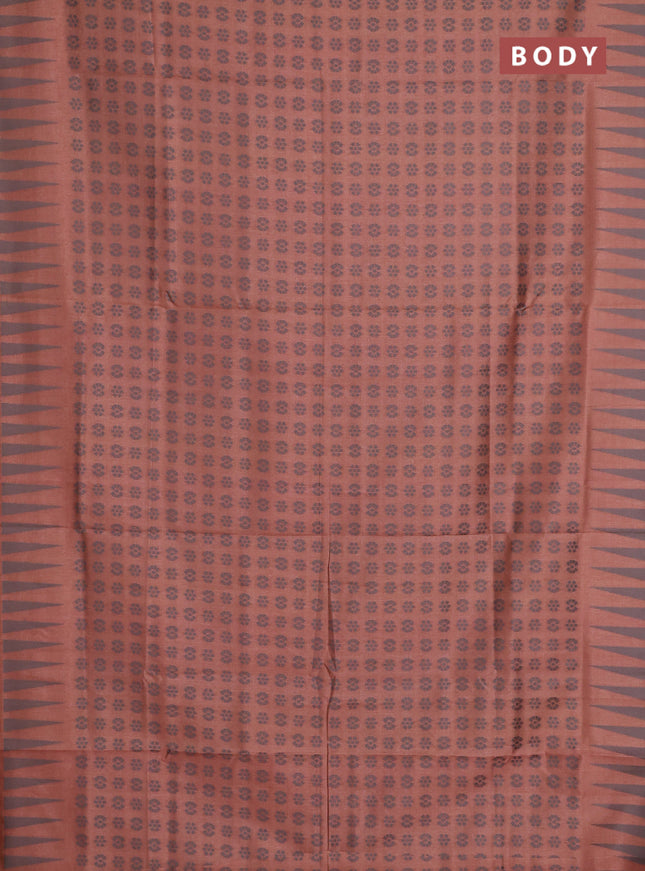 Semi sambalpuri silk saree rust shade and grey with allover ikat butta weaves and thread woven border