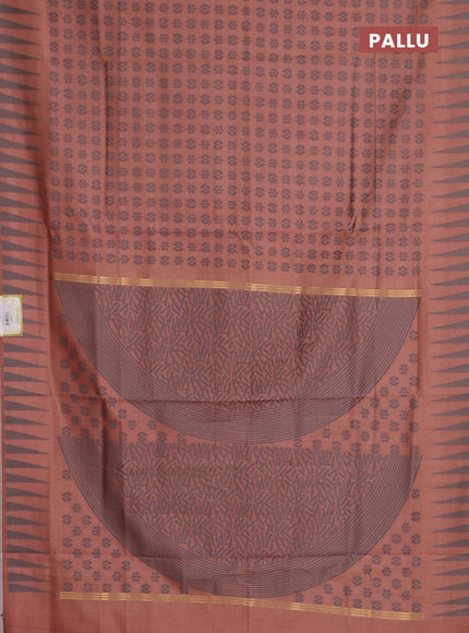 Semi sambalpuri silk saree rust shade and grey with allover ikat butta weaves and thread woven border