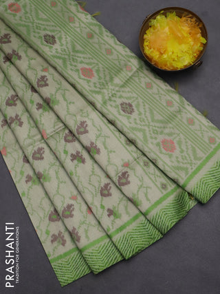 Semi sambalpuri silk saree pista green and green with allover ikat weaves and simple border