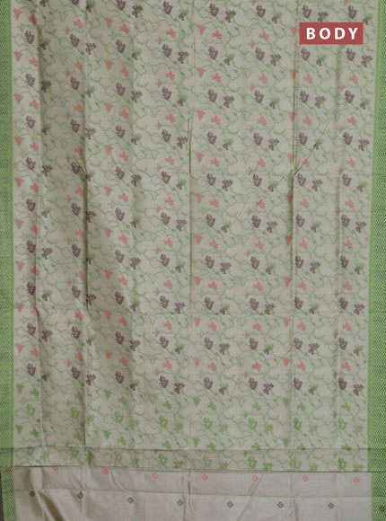 Semi sambalpuri silk saree pista green and green with allover ikat weaves and simple border