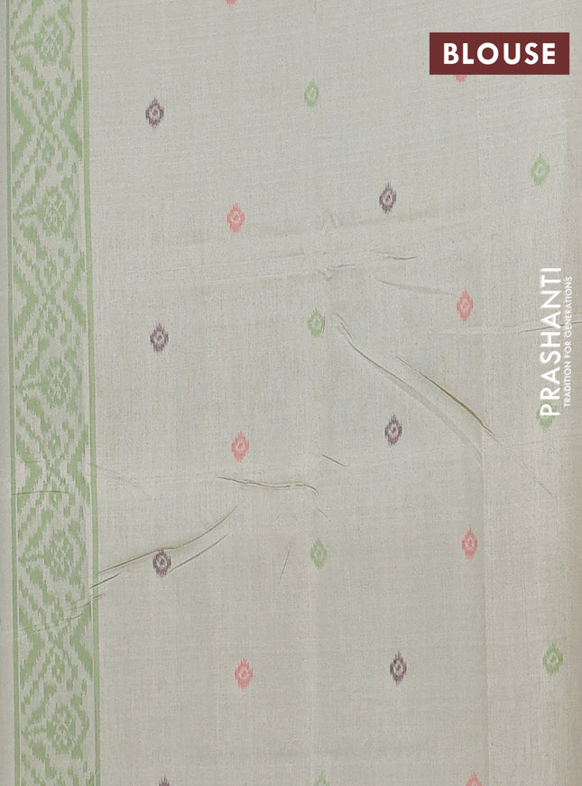 Semi sambalpuri silk saree pista green and green with allover ikat weaves and simple border